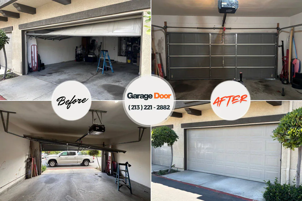 Before and after: garage door repair Onset, MA